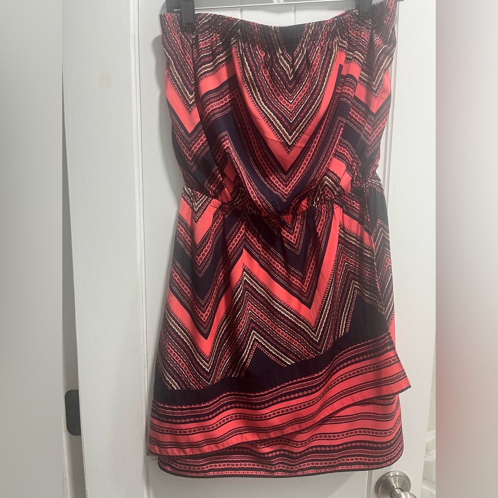 Express Black and Red Asymmetrical Halter Sundress